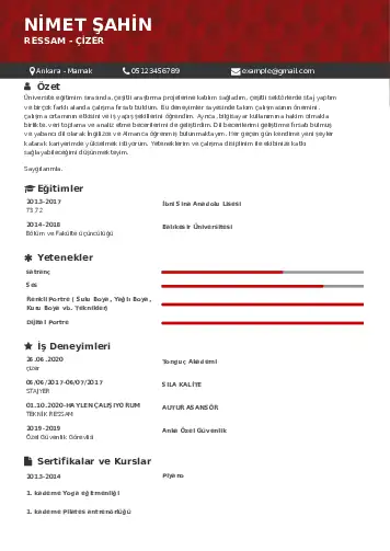 Ressam Cv Örnekleri cv indir